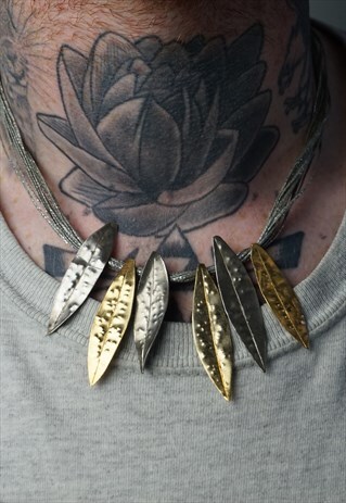VINTAGE 1990S GOLD AND SILVER LEAF NECKLACE