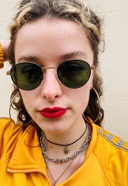 Vintage Sunglasses Gold Metal Round Lennon Shades
