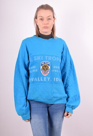 WOMENS VINTAGE SWEATSHIRT JUMPER XL BLUE 90S