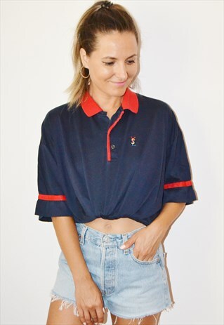 RARE YVES SAINT LAURENT EMBROIDERED LOGO VINTAGE T-SHIRT