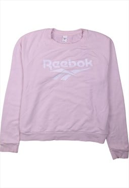 Vintage 90's Reebok Sweatshirt Spellout Crew Neck Pink Large