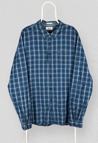 Tommy Hilfiger Blue Check Flannel Shirt Long Sleeve Mens XXL