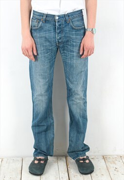 Vintage Mens 501 W30 L34 Straight Jeans Denim Pants Trousers