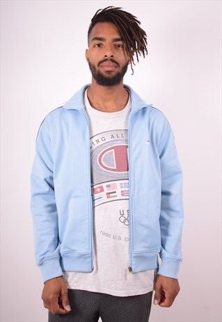 ADIDAS MENS VINTAGE TRACKSUIT TOP JACKET MEDIUM BLUE 90S