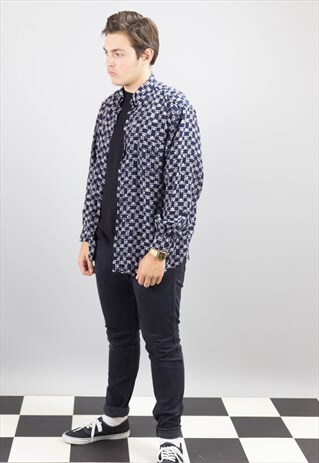 90'S VINTAGE ABSTRACT PATTERN SHIRT