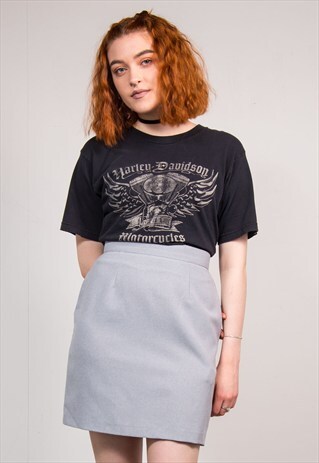 90'S Y2K VINTAGE LIGHT GREY MINI SKIRT