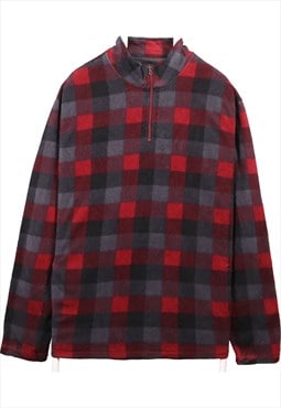 Croft And Barrow 90's Quarter Zip Check Long Sleeve Fleece J