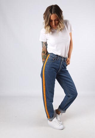 HIGH WAISTED SIDE STRIPE REWORKED JEANS TAPERED 8 - 10 (31X)