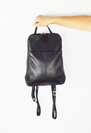 NAVY BLUE LEATHER BACKPACK BAG