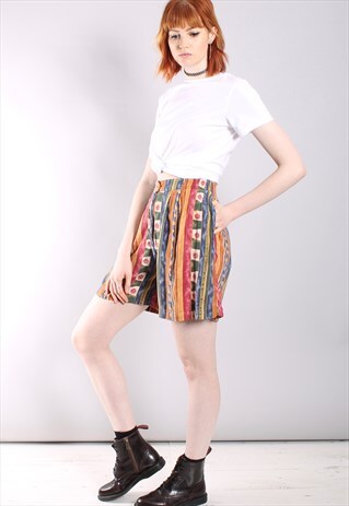 VINTAGE 90S ABSTRACT STRIPED HIGH WAISTED SHORTS