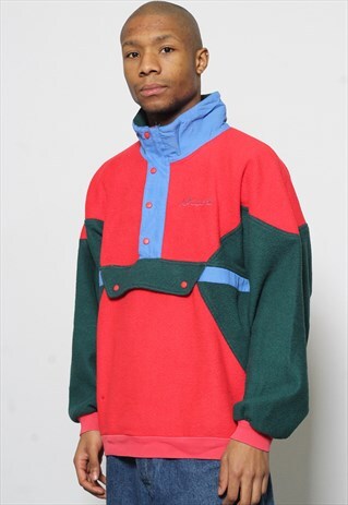 VINTAGE LOTTO 1/4 ZIP LOGO FLEECE RED