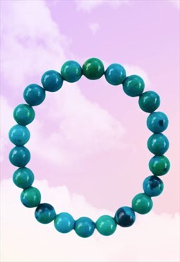 Blue Green Chrysocolla Beaded Gemstone Intention Bracelet