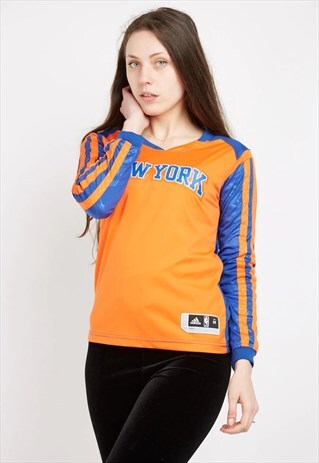 VINTAGE BLUE ADIDAS NY KNICKS LONG SLEEVE TOP