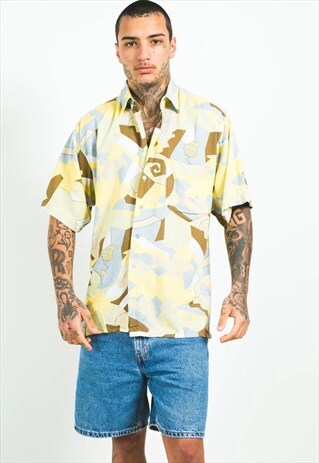 VINTAGE 80S CRAZY PATTERN FESTIVAL SHORT SLEEVE SHIRT/ S5081