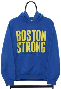 Vintage Boston Strong Graphic Blue Hoodie Mens