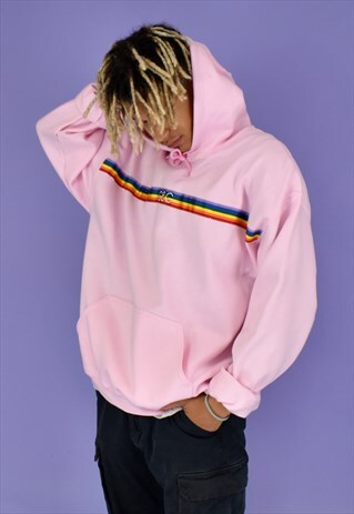 G&G UNISEX BABY PINK RAINBOW RIBBON HOOD