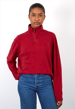 Vintage Polo Ralph Lauren 1/4 Zip Knit Sweatshirt  in Red