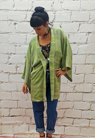 VINTAGE GREEN SHORT KIMONO JACKET