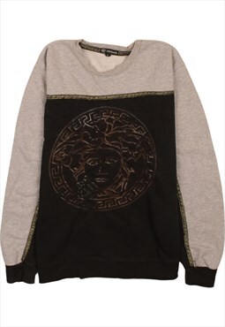 Vintage 90's Versace Sweatshirt Spellout Crew Neck Black