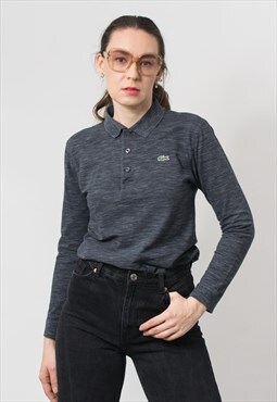 Lacoste long sleeve polo shirt in gray top