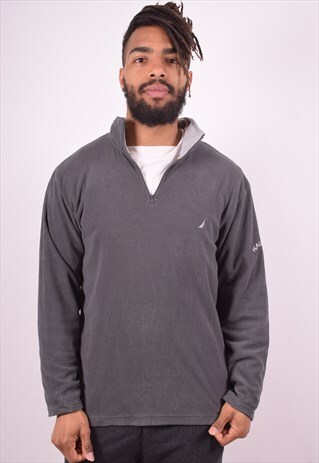NAUTICA MENS VINTAGE FLEECE JUMPER MEDIUM GREY 90S