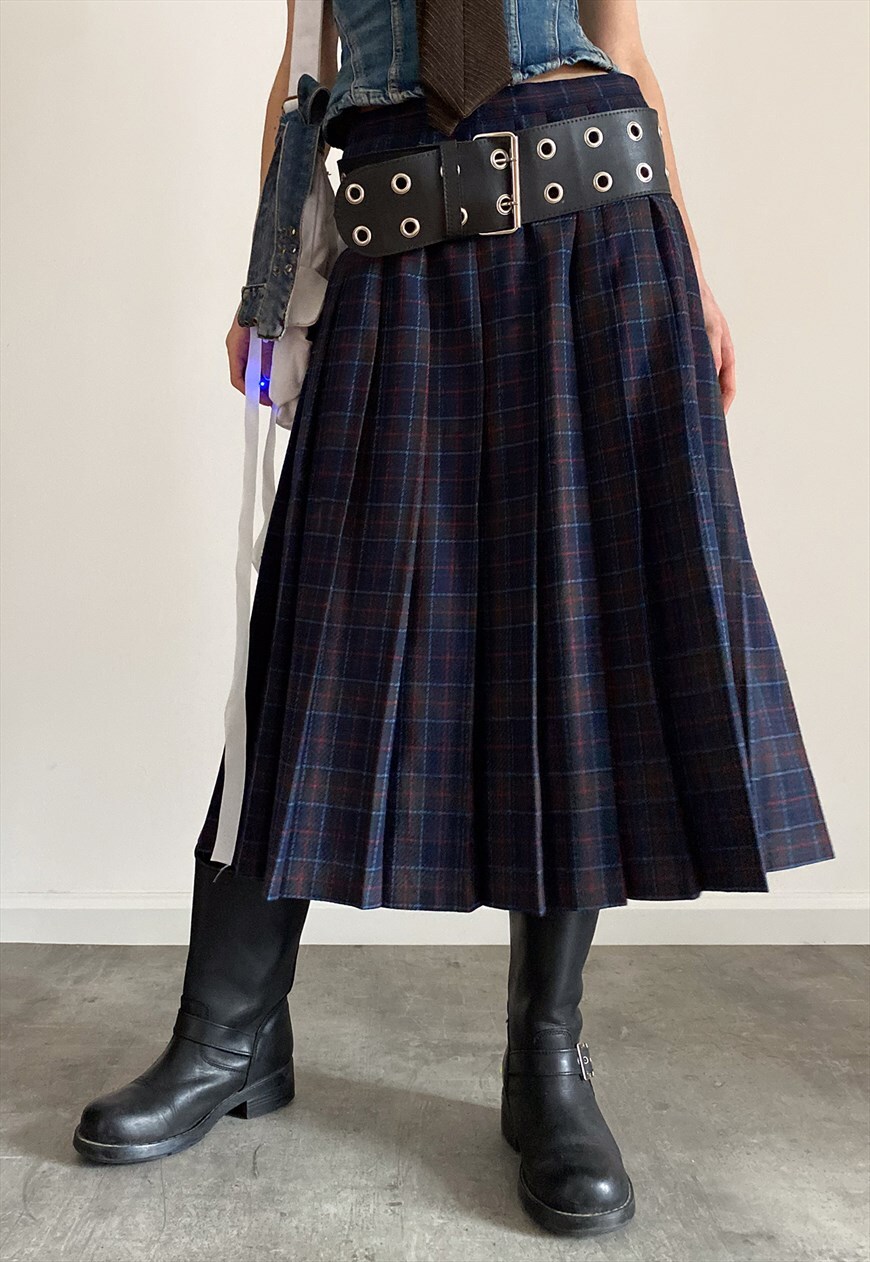 Plaid midi skirt clearance sale