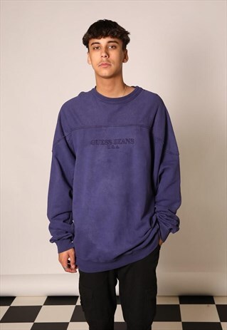 VINTAGE GUESS JEANS U.S.A EMBROIDERED PURPLE SWEATSHIRT