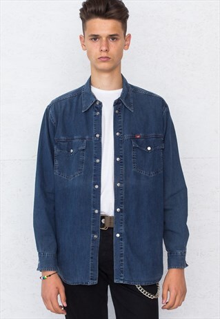 VINTAGE BLUE MUSTANG LONG SLEEVE DENIM SHIRT