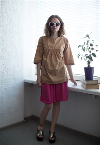 VINTAGE 90'S LIGHT BROWN V-NECK TOP