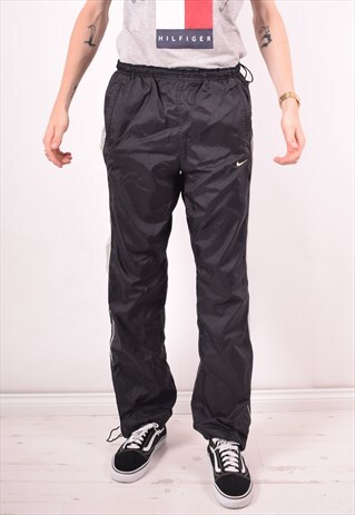 NIKE MENS VINTAGE TRACKSUIT TROUSERS LARGE BLACK 90S