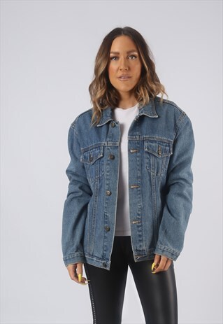 VINTAGE DENIM JACKET OVERSIZED FITTED UK 12 MEDIUM (GB3Y)