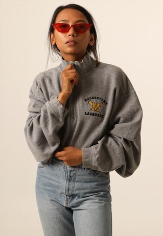 VINTAGE NIKE LACROSSE LOGO CROPPED 1/4 ZIP SWEATSHIRT