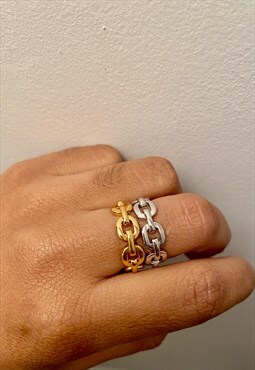 Gold Chain Reaction Rings