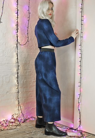 CROP TROUSERS AND TURTLE NECK TOP CO-ORDINATES IN BLUE