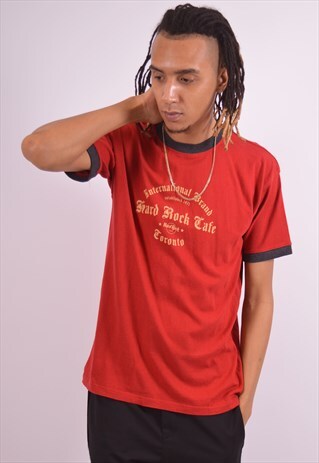 VINTAGE HARD ROCK CAFE T-SHIRT TOP RED