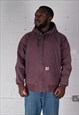 CARHARTT ACTIVE HOODED BOMBER JACKET IN PURPLE.