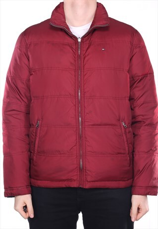 TOMMY HILFIGER - BURGUNDY AND BLUE REVERSIBLE PUFFER JACKET