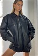 Vintage Y2k Leather Biker Jacket Zipped Black Grunge