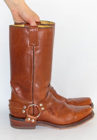 VINTAGE QUALITY LEATHER COWBOY BOOTS UK 7.5