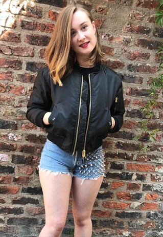 VINTAGE BLACK BOMBER JACKET - XS SIZE - 8