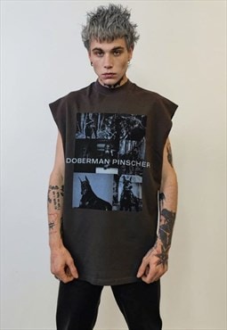 Doberman sleeveless t-shirt dog print tank top Pinscher vest