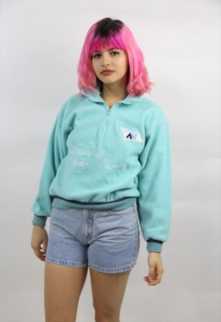 VINTAGE 90'S TURQUOISE FLEECE JUMPER