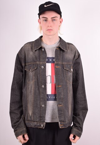 MENS VINTAGE DENIM JACKET XL BLACK 90S