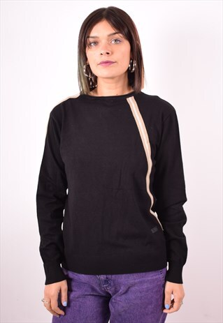FERRE WOMENS VINTAGE JUMPER SWEATER LARGE BLACK 90S