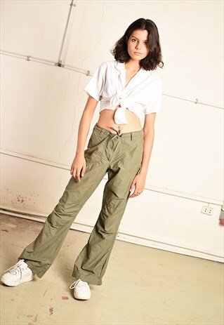 VINTAGE Y2K REGULAR WAIST CARGO TROUSERS IN GREY