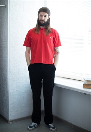 VINTAGE 90'S RED COTTON SHORT SLEEVED POLO SHIRT