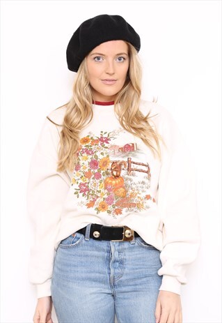 VINTAGE 90S NATURE PRINT SWEATER JUMPER