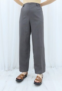 90s Vintage Grey High Waisted Trousers