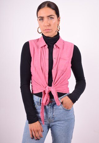 ESPIRIT WOMENS VINTAGE SHIRT SLEEVELESS MEDIUM PINK 90'S