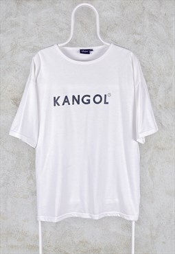 Vintage White Kangol T-Shirt 90s Spell Out XXL